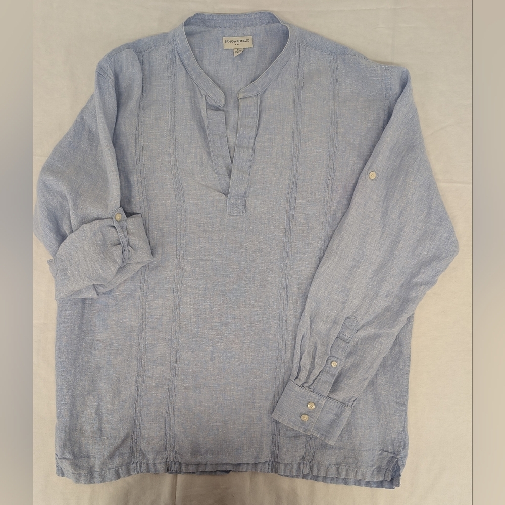 Banana Republic Light Blue Linen Shirt XL
